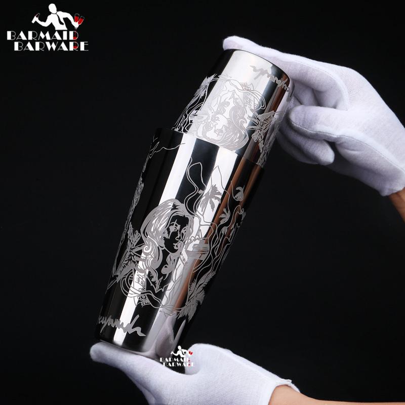 550ml/850ml Engraving Stainless Steel Cocktail Boston Bar Shaker Bar tool