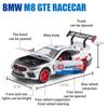 1/24 Scale M8 GTE Racing Diecast automudeli mänguasi, tagasitõmmatav mänguasi koos heli ja valgusega lastele Väikelapse poistele Tüdrukutele Kingikogu