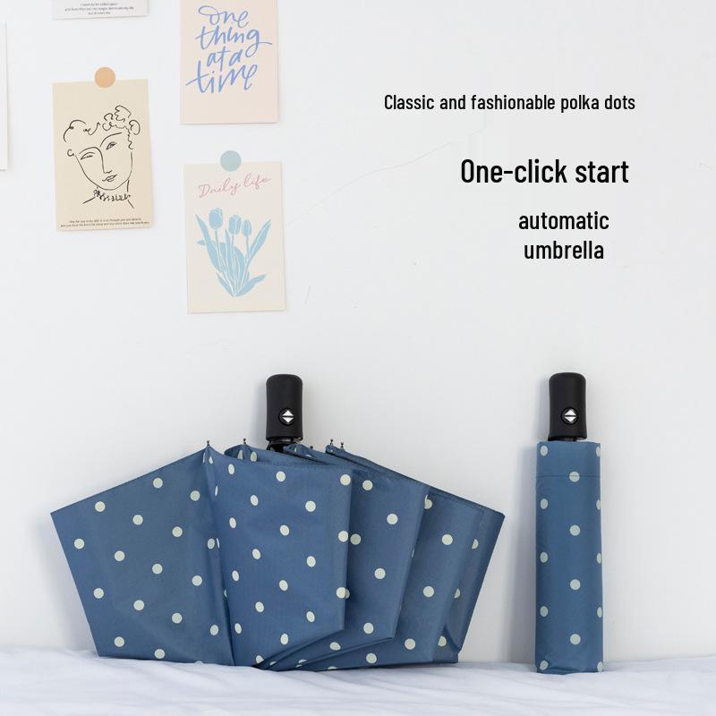 Paraguas Plegable Coreano Automático - Anti-UV, Pegamento Negro, Doble Propósito para Sol y Lluvia