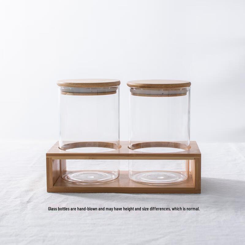 High Borosilicate Glass Jars with Bamboo Rack