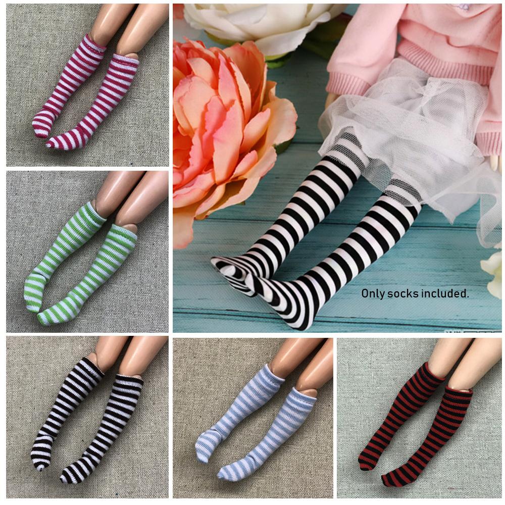 1Pair 2020 New Fashion Stripe Socks for 1/6 Doll Stocking Baby Girls Christmas Gift Toys DIY Doll Clothes Accessories Decor