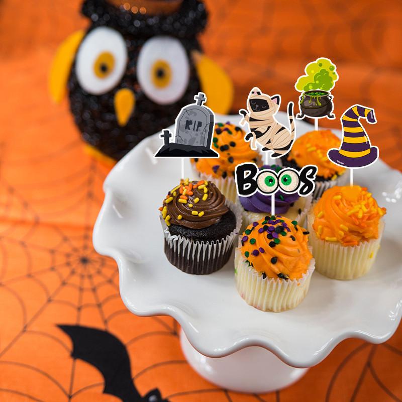 Cake Halloween Party Flag Decor With Paper Witches Castle For Event Venue Setup