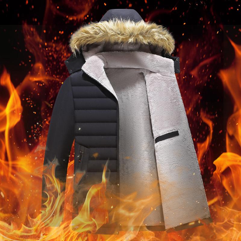 

Winter Men s Thick Cotton Jacket with Added Fleece, Men s Hooded Detachable Warm Cotton Jacket L чёрный