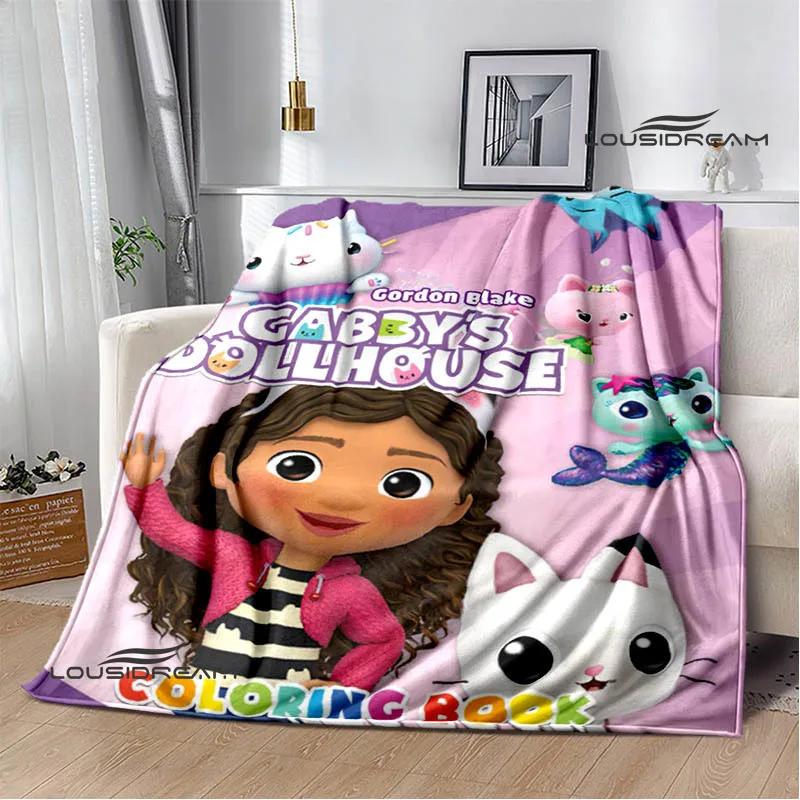 Gabby's Dollhouse Cute Anime Printed Blankets Picnic Blanket Flannel Warm Blanket Travel Blankets Bed Linings Birthday Gift