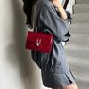 High-end Niche Bag Women's New Fashionable Red Shoulder Bag Crocodile Pattern Chain Crossbody Small Square Bag