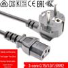 EU Standard Three-Pin Power Cord - 0.75, 1.0, 1.5 Mm² Plug for German, French, and Russian Use
