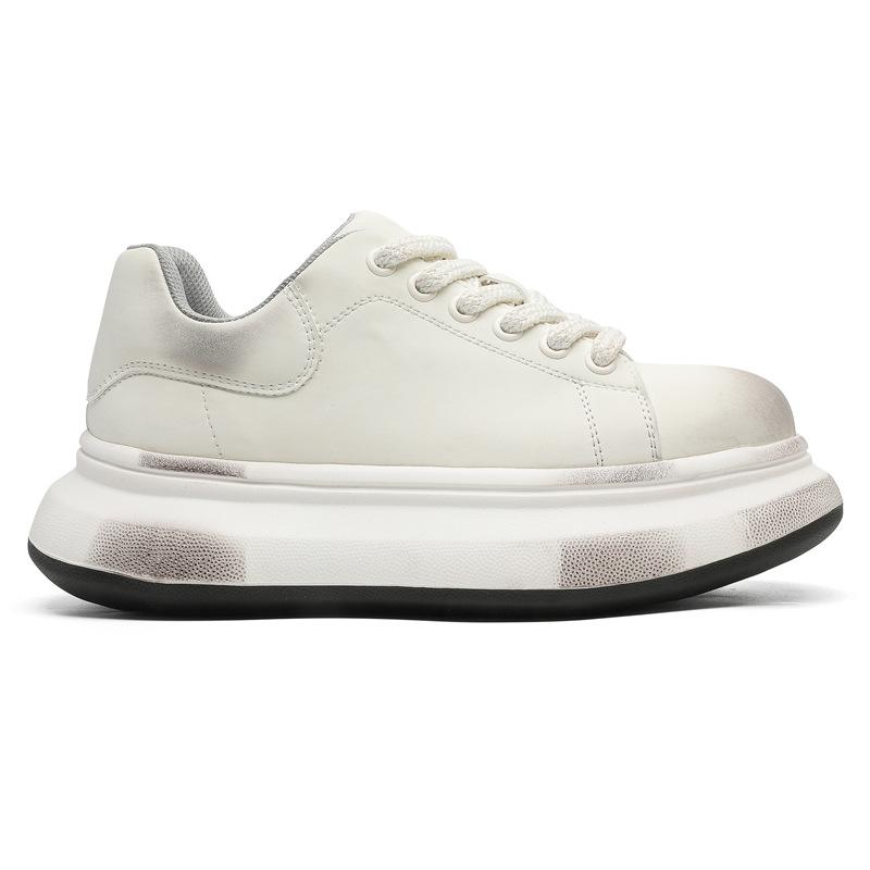 

3766 Старые полированные белые туфли McQueen для мужчин и женщин, модные туфли на толстой подошве с увеличением роста, повседневные туфли со скрытой платформой 44