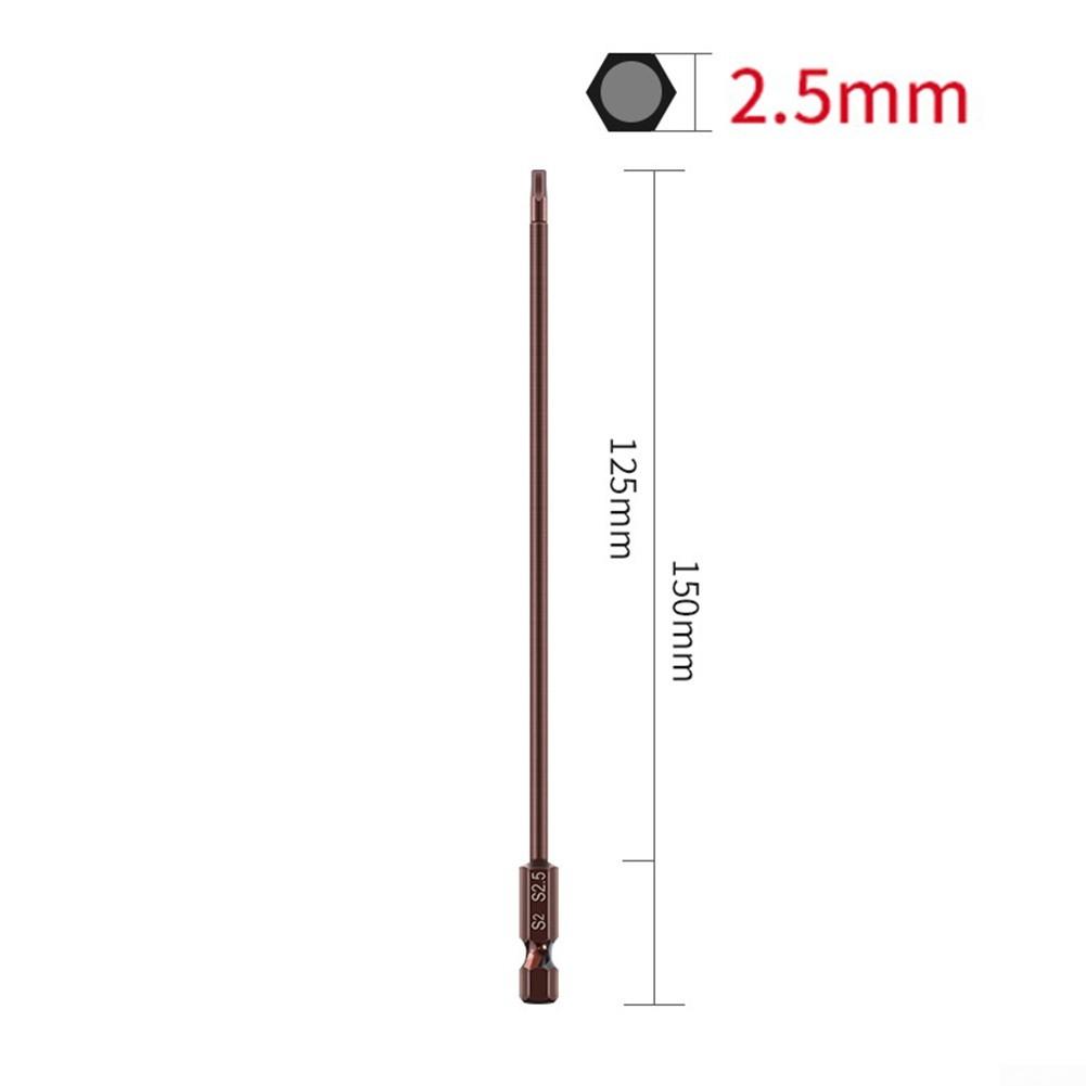 Complete 7 Piece Set of Magnetic Hex Screwdriver Bits 1 5mm 6mm Long Lasting