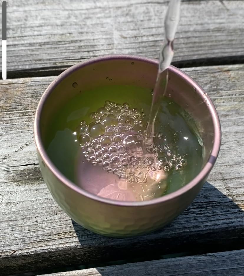 Titanium Hammered Sake Cup Titanium Anodized Coloring Sakura Pink (Double Walled)