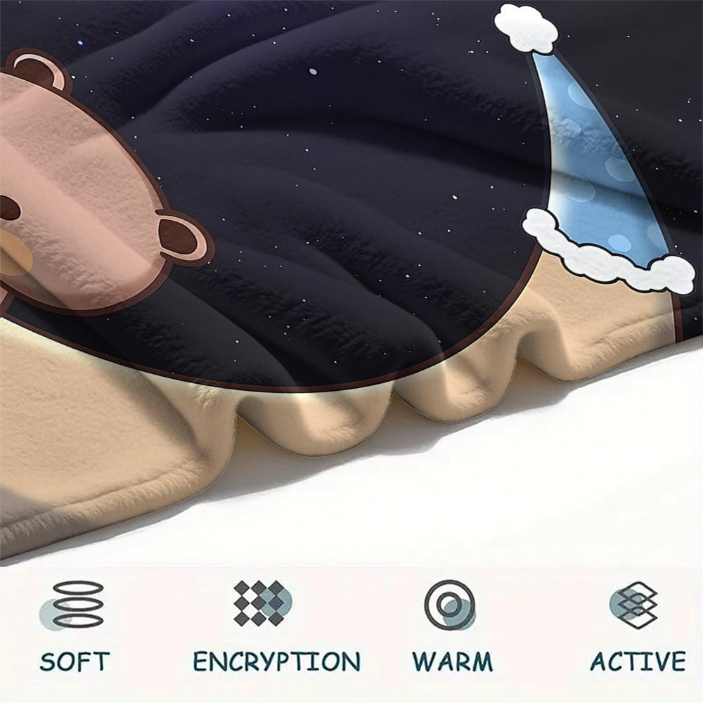 1PC Bubu Dudu Print Flannel Blanket, High quality All Seasons, Home Decor, Warmth and Comfort, Perfect for Christmas Gifts