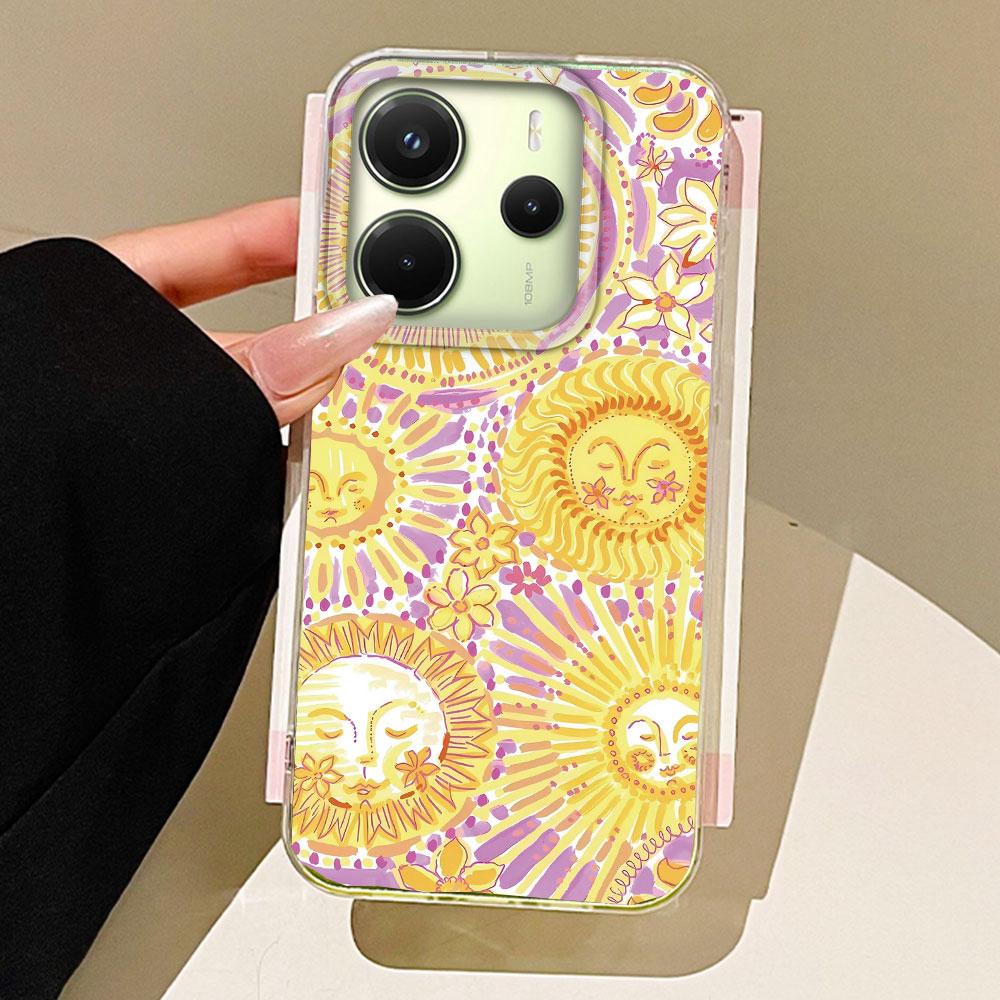 

Зеленое Солнце Лицо Планета Фрукты Trendry Чехол для телефона для Xiaomi Redmi 13C 14C A5 A3 A4 A3X A1 A2 Note 14 13 12 11 11S 10 Pro TPU Чехол Redmi Note 13R белый