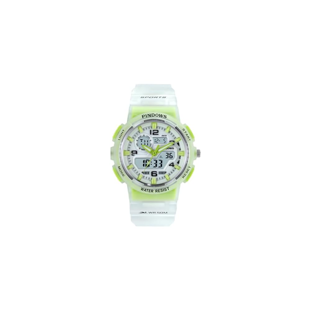 PINDOWS Women s Sports Watch Analog Digital LED Display 50m Waterproof Multi-Function Fitness Tracker Running Hiking Outdoor