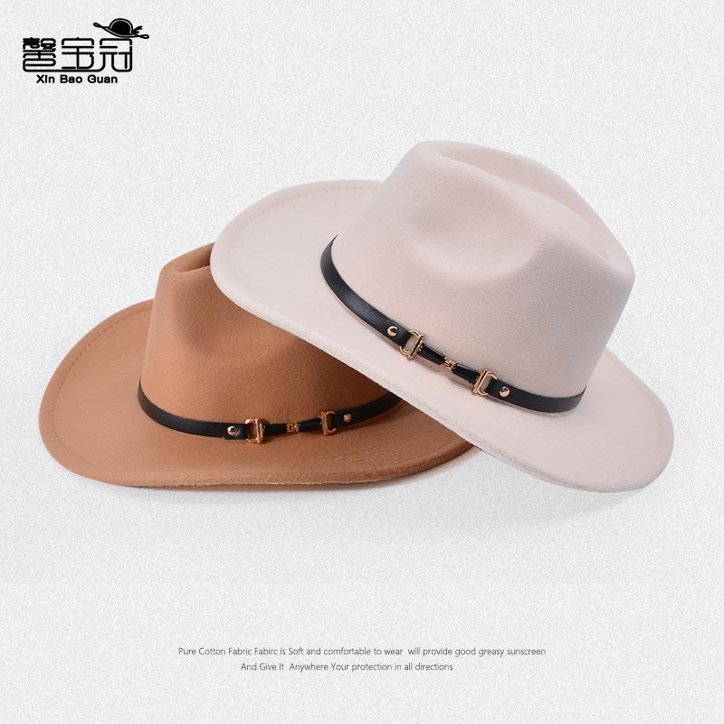 8445 Jazz hat Western cowboy hat Men's British gentleman's top hat Big brim Outdoor sunshade sun protection hat