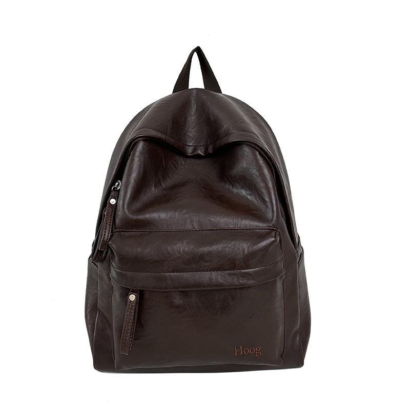 Sac à dos rétro en cuir PU Grande capacité Sac à dos décontracté pour femme avec plusieurs poches Parfait pour le travail quotidien, l'école et le shopping Sans pendentif