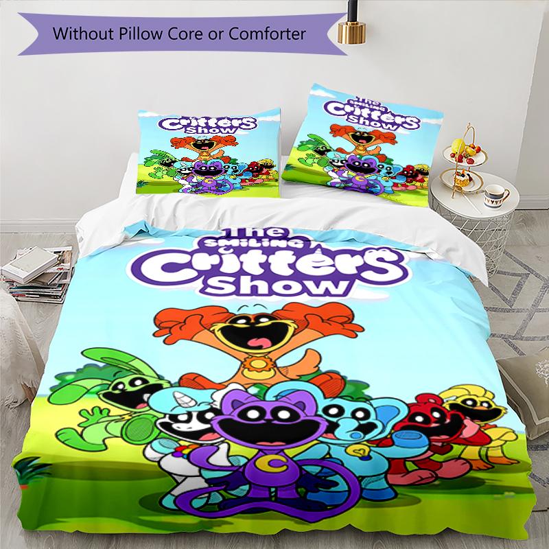 3pcs Smiling Critters2 pattern bedding set duvet cover set includes duvet cover &pillowcases, perfect all season bedroom decoration & gift