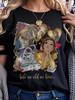 2026 Beauty and The Beast Vintage Style Print Fashion Casual Womens TShirt Short Sleeve O Neck Loose Plus Size Top