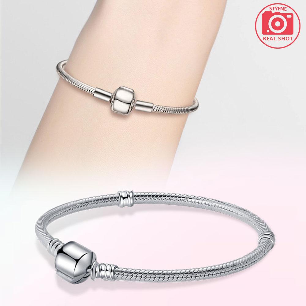 Copper Authentic Heartshaped Square Round Clasp Snake Chain Charming Bracelets Fien Jewellery for Women High Quality