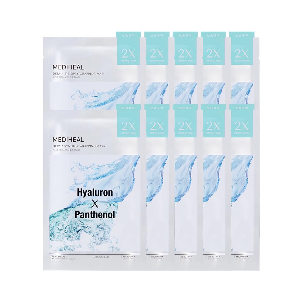 

MEDIHEAL OFFICIAL Derma Synergy Wrapping Mask Korean Pack Skin Care Moist Moisturizing Moisture Acid x 10 шт. (Тонирование) (Гиалуроновый Пантенол)