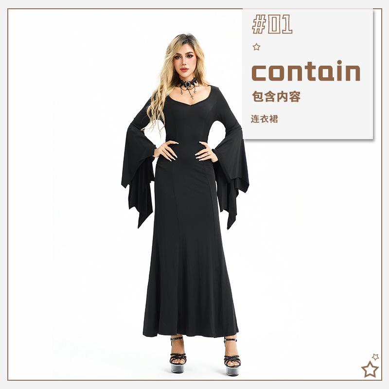 Halloween Costume Style American Spice Girls Nightclub Queen Bat Sleeve Slim Dress Dark Goth Women's Clothing