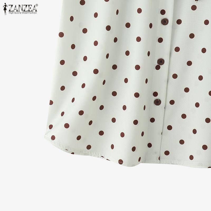 ZANZEA Women Casual Round Neck Sleeveless Polka Dot Print Tank Tops