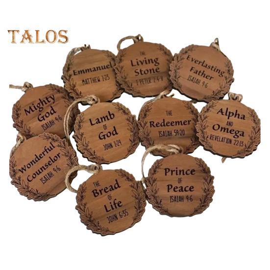 

10 шт. Рождественское украшение в виде Иисуса из дерева, подвесная подвеска на елку для рождественских вечеринок, внутреннего/наружного украшения 10 pcs