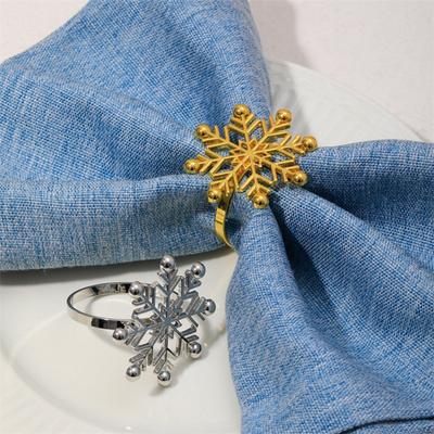 1/2/6Pcs Golden Metal Napkin Ring Faux Pearl Decor Snowflake Design Winter-themed Napkin Holders Weddings Parties Table Decor