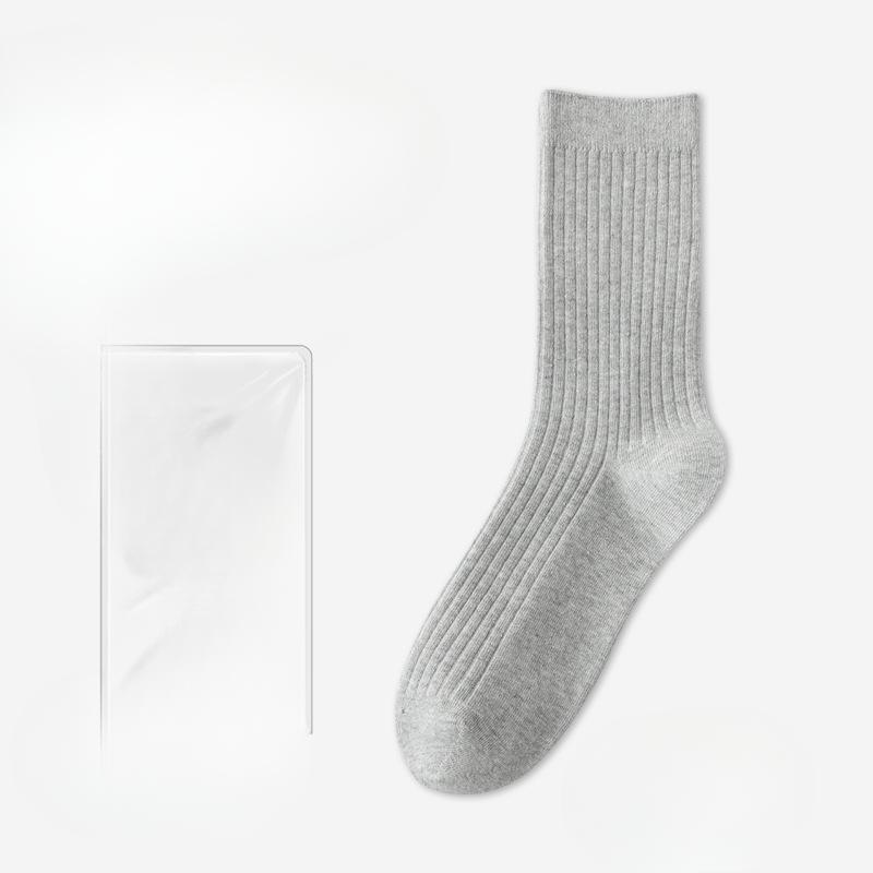 Men's Spring and Autumn Cotton Socks, Sweat-absorbing, Deodorizing, Antibacterial Business Socks, Boneless Solid-color Cotton Socks