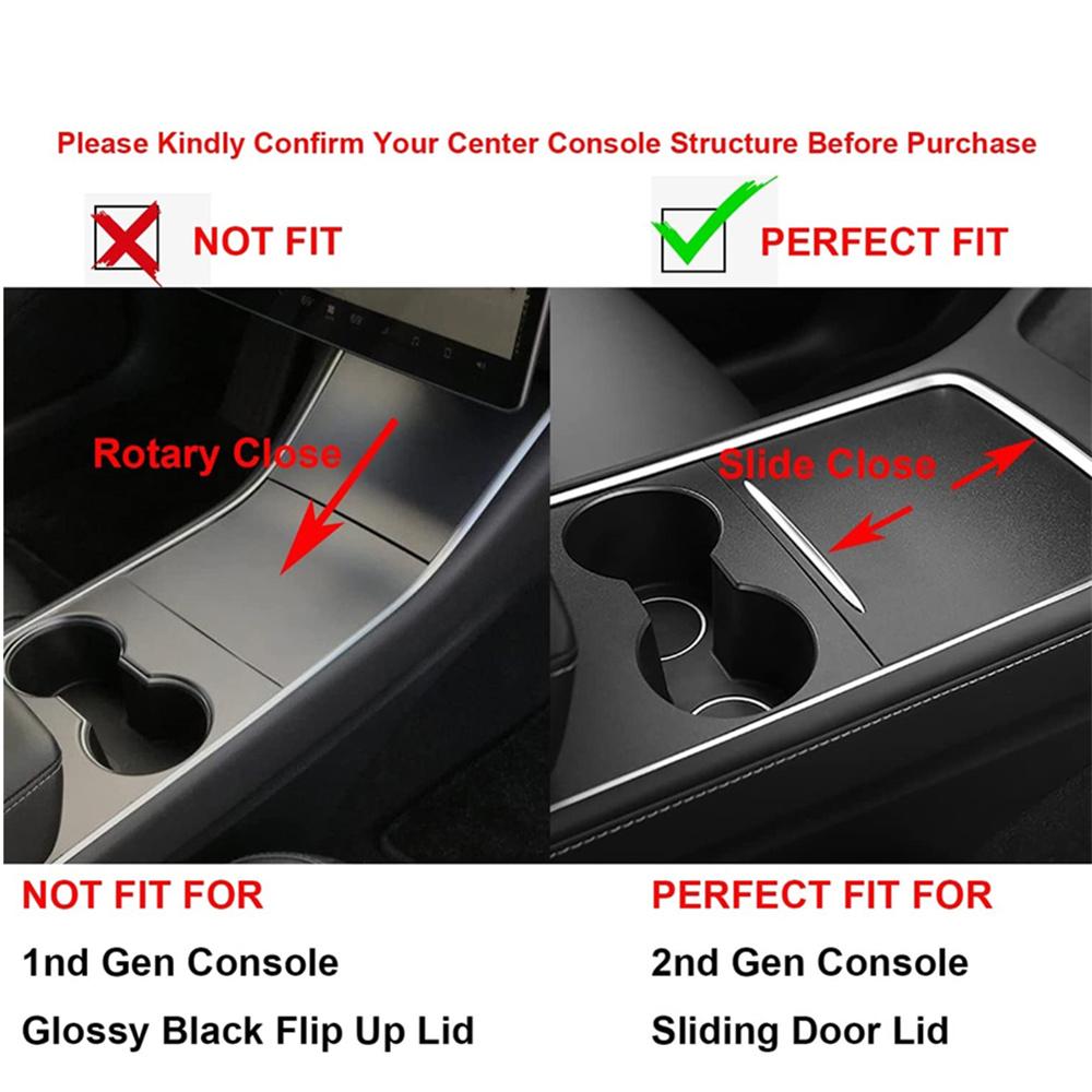 3Pcs Flocked Center Console Organizer Tray Storage Box For 2021 2022 Tesla Model3 Model Y