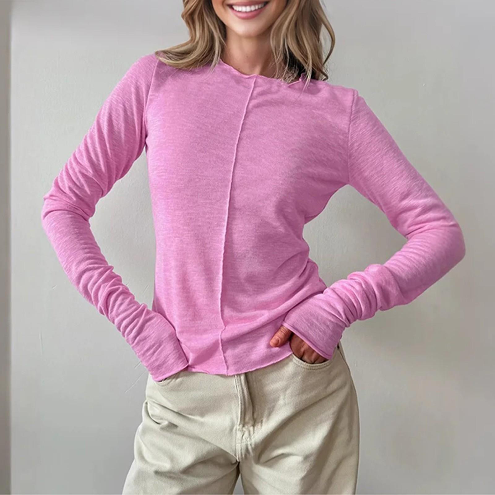 

Женская осенне-зимняя повседневная однотонная рубашка с длинным рукавом и толстовка с верхом L розовый