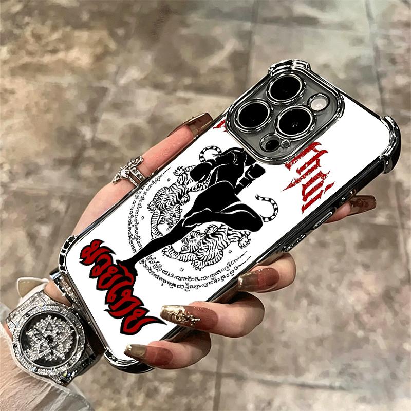 Muay Thai Fight Boxing Soft Phone Case For iPhone 15 16 17 Air 14 Pro Max 16E Plus 13 12 Mini Plating Anti-Fall Fundas