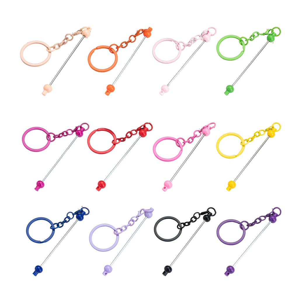 12 Color DIY Beaded Keychain Pendant Versatile 12 Color Beadable Blank Accessory Set For Keychain And Pendant Designs
