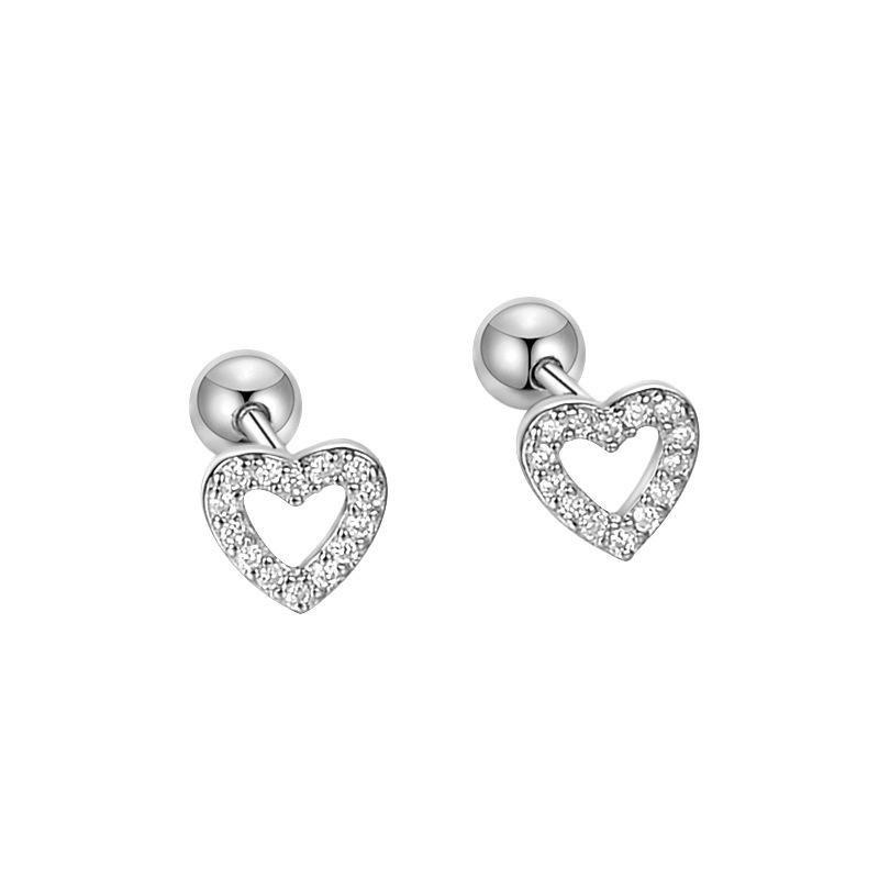 Hollow Diamond-inlaid Heart-shaped Earrings Are Suitable for Girlfriend