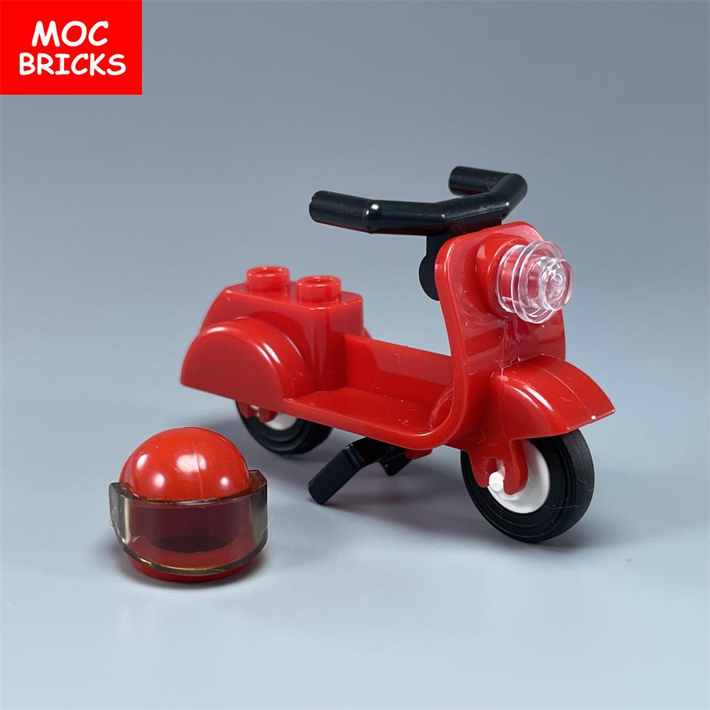 Briques de Construction Moc Non Toxiques Ville Sports Équitation Vélo Trottinette Moto Casque Assemblage Blocs de Construction Compatible Avec 15396C01 Jouets Cadeaux Enfants