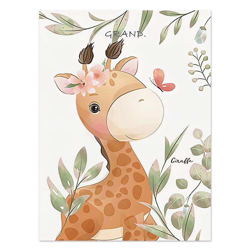 Cute Giraffe Elephant Lion Zebra Jungle Animals Wall Art Canvas Painting Nordic Posters and Prints Pictures for Kids Room Decor