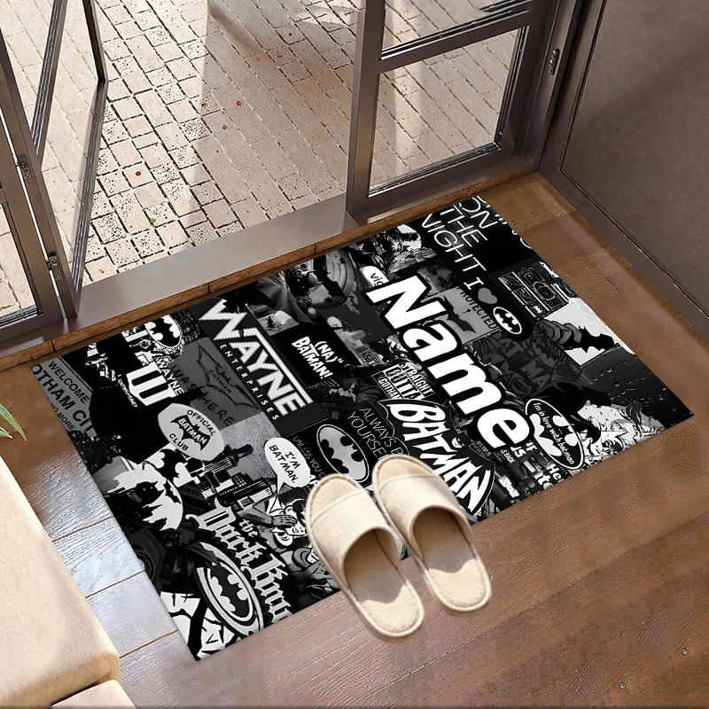 Custom Name Personalized Batman Print Carpet, Versatile Home Decor Rug, for Playroom, Apartment, Balcony, Entryway, Hallway Gift
