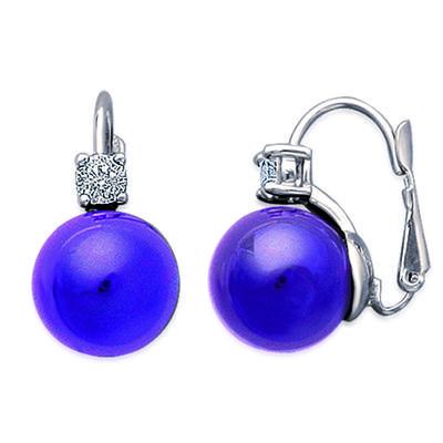[F6446] - Silver Sleepers 'Terre Unie' Silver Amethyst (rhodium Plated) - 20x11 Mm