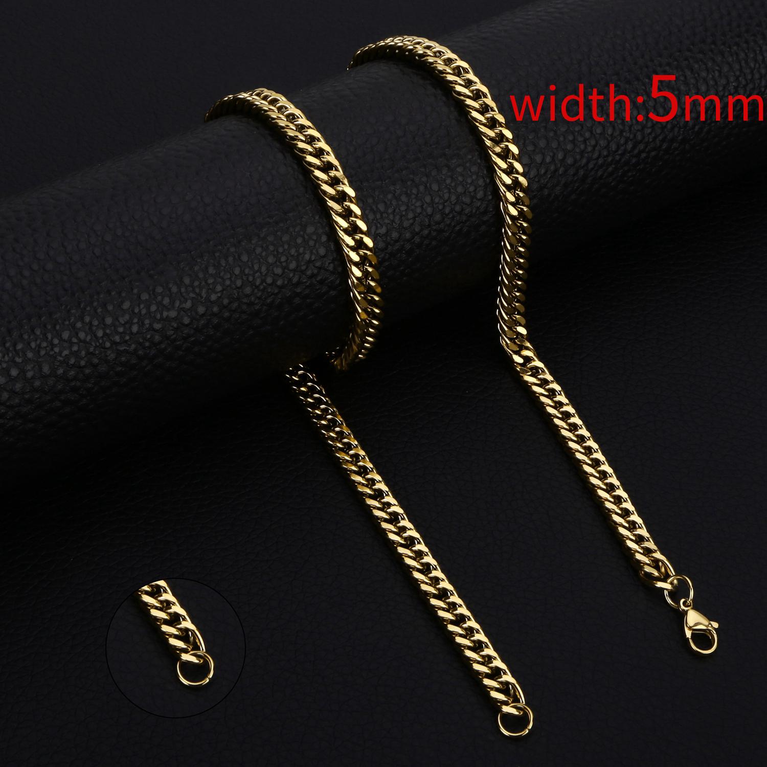 

HIYEE классическая веревочная цепочка, мужское ожерелье, ширина 2/3/4/5 мм, нержавеющая сталь, кубинская цепочка Фигаро, ожерелье для мужчин и женщин, ювелирные изделия 45CM