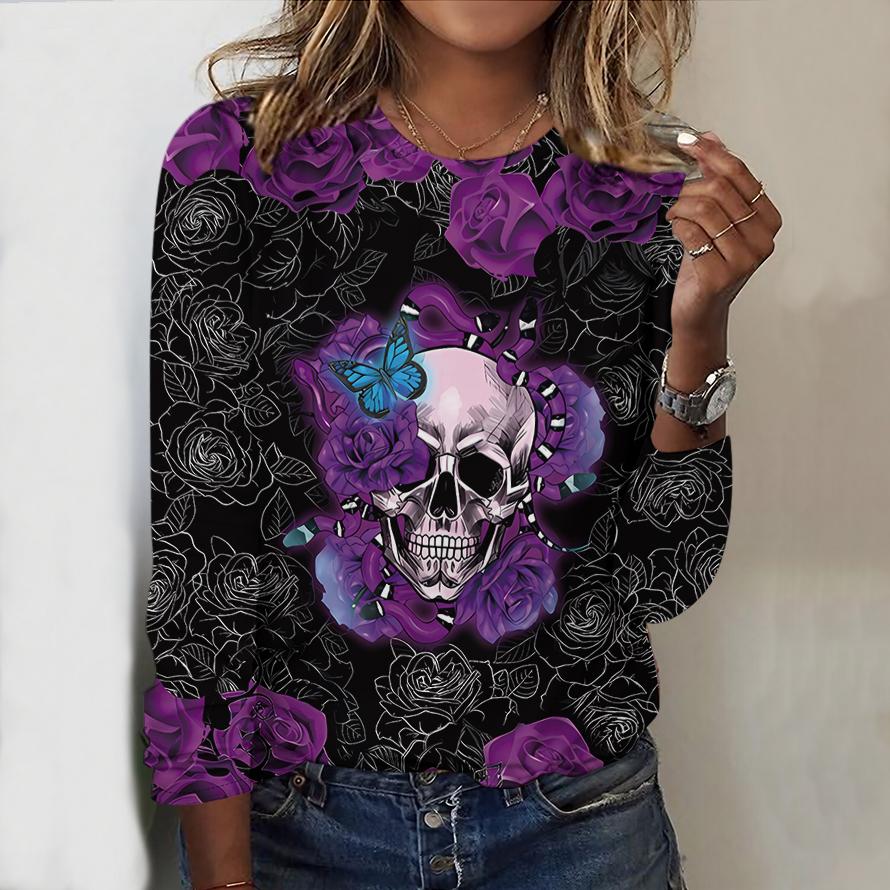 

Женский новый повседневный топ с круглым вырезом и длинными рукавами Осень-Зима 2025 с 3D-паттерном на Хэллоуин. Идеальный подарок на Хэллоуин и Рождество 8XL фиолетовый