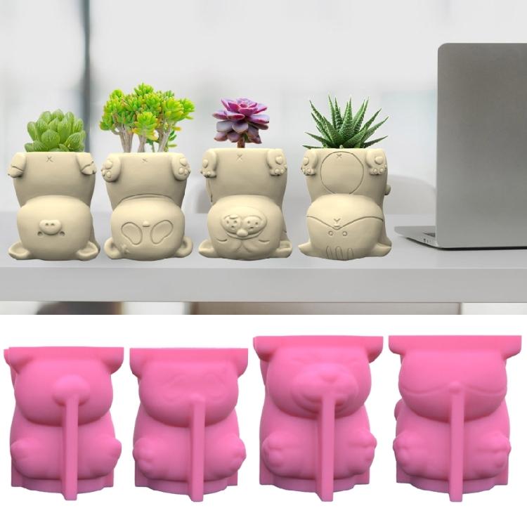 Succulent Plant Pots Silicone Mold Cat Panda Resin Mold DIY Animal Resin Mold