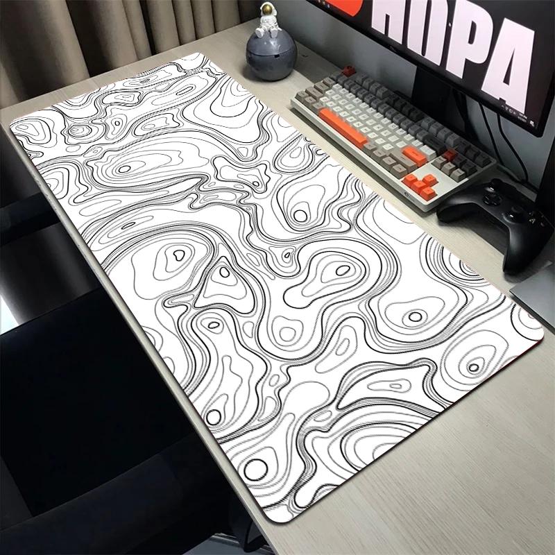 Topographic Map Art Mouse Pad Gamer Mousepad Pc Gaming Accesorios Desk Mat Computer Keyboard Deskmat Locking Edge Soft Mause Ped