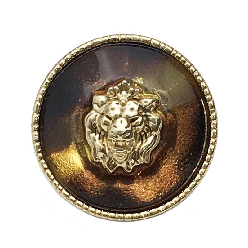 Luxury Lion Head Transparent Resin Metal Buttons for Men's & Women's Coats and Tops