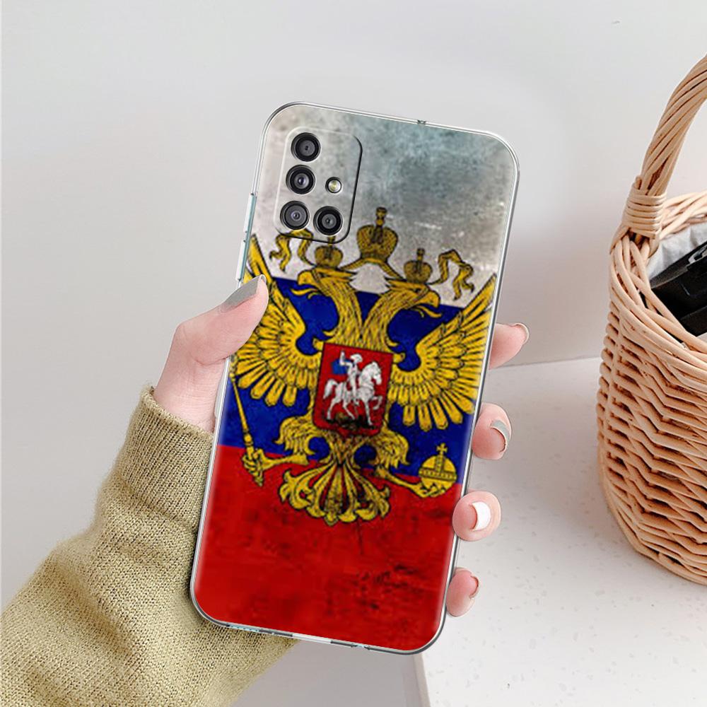 Phone Case For Samsung A15 A13 A35 A55 A51 A71 A41 A31 A21S A03S A05 A17 A23 A25 A33 A53 A73 5G A07 4G Clear Cover Russian Flag