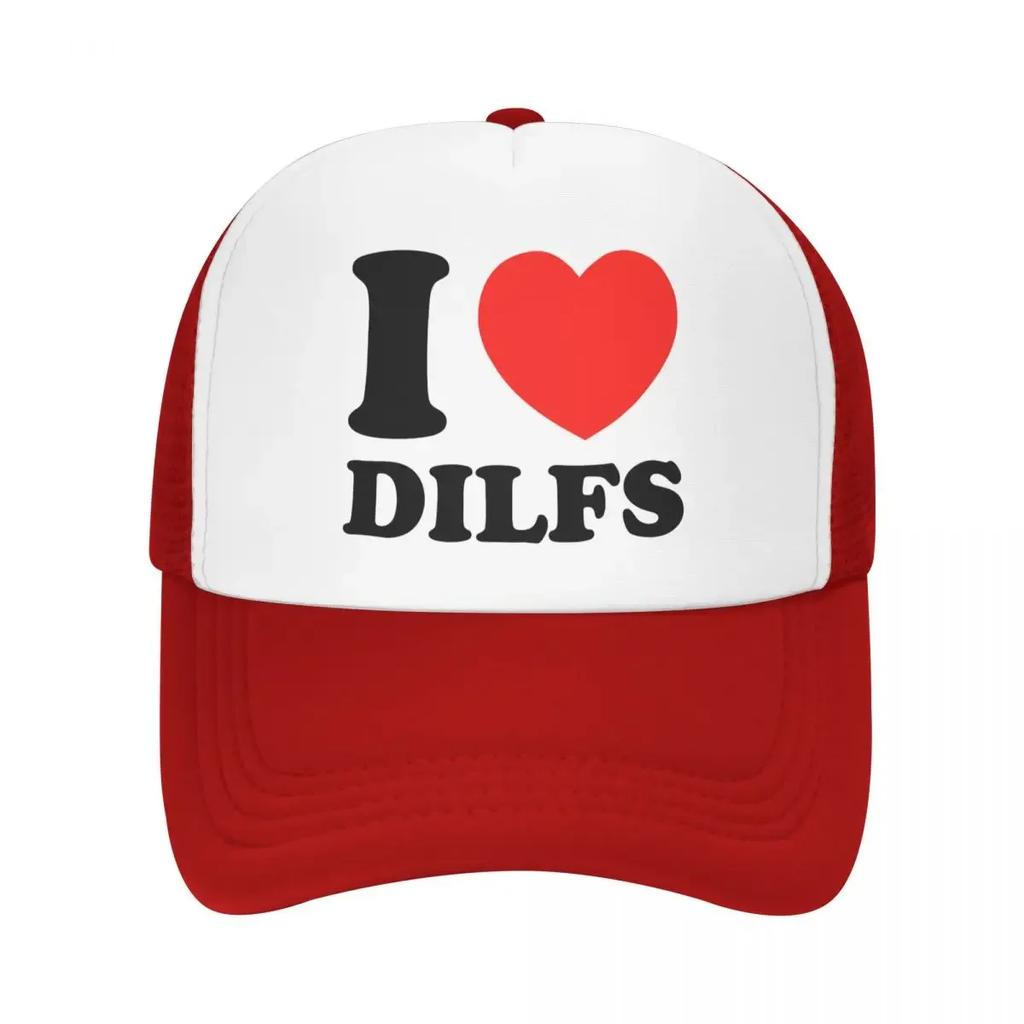 Individuelle Mode Unisex Ich Liebe Dilfs Trucker-Kappe für Erwachsene, Verstellbare Baseballkappe für Unisex Damen, Outdoor-Trucker-Kappe