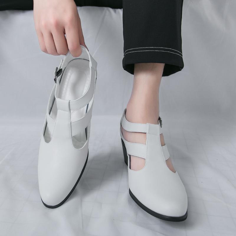 Party Men's Shoes Leisure Classic British Style Summer Outdoor Streets 38-46 Plus Size Black and White Sandals Leisure Business