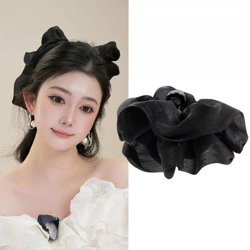 Korean Style Pleated Cloud Crab Claw Hair Clip Mesh Flower Bud Hair Clip Shark Clip Women Accessories