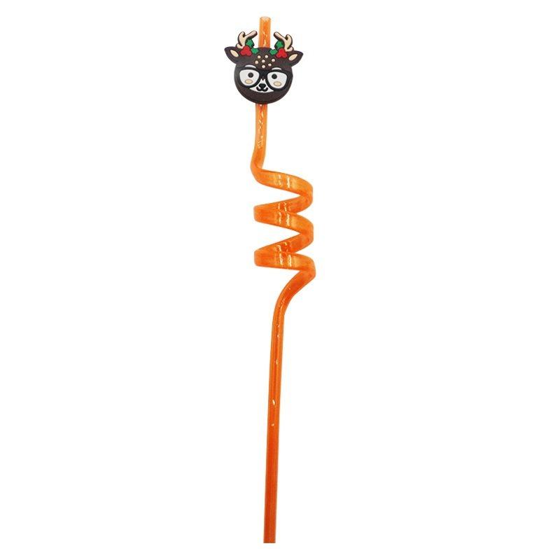2026 New Christmas Curved Straw Christmas Party Repeatable Straw Cartoon Santa Claus Snowman Style Personalized Party Decor
