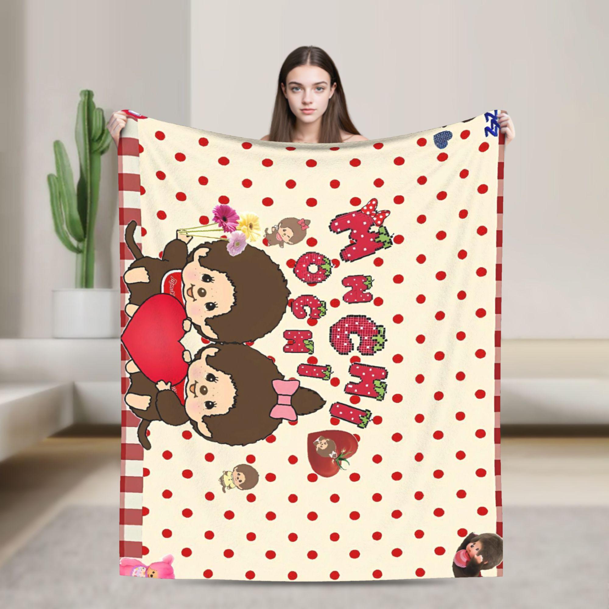 Super Warm Blankets Kids Adult Picnic Cute Monchichis Throw Blanket  Flannel Bedspread For Couch Chair Sofa Bed Cover 75cmx90cm