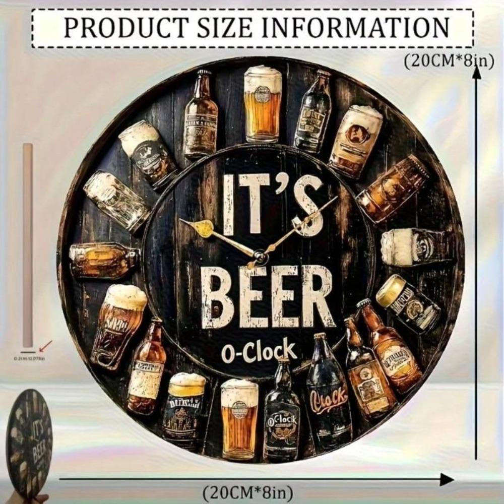 Metal Wall Art Round Beer Clock Sign Pub Bar Decor
