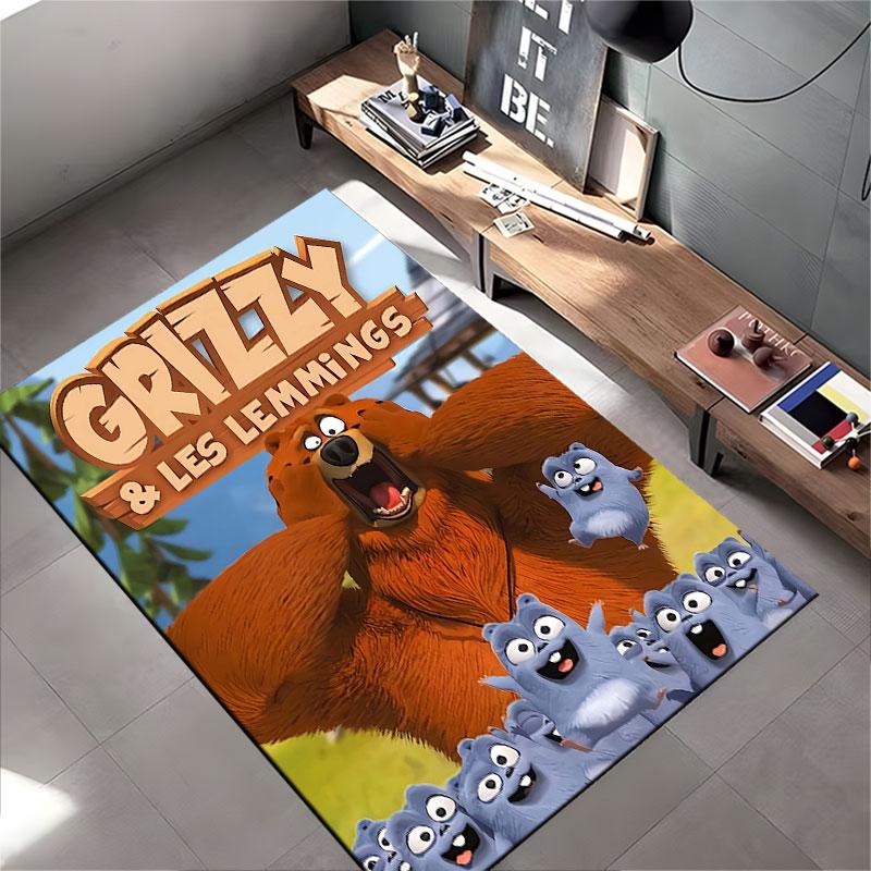 Grizzy and Lemmings Cartoon Carpet Suitable As a Non-slip Mat for the Living Room or Bedroom Sofa