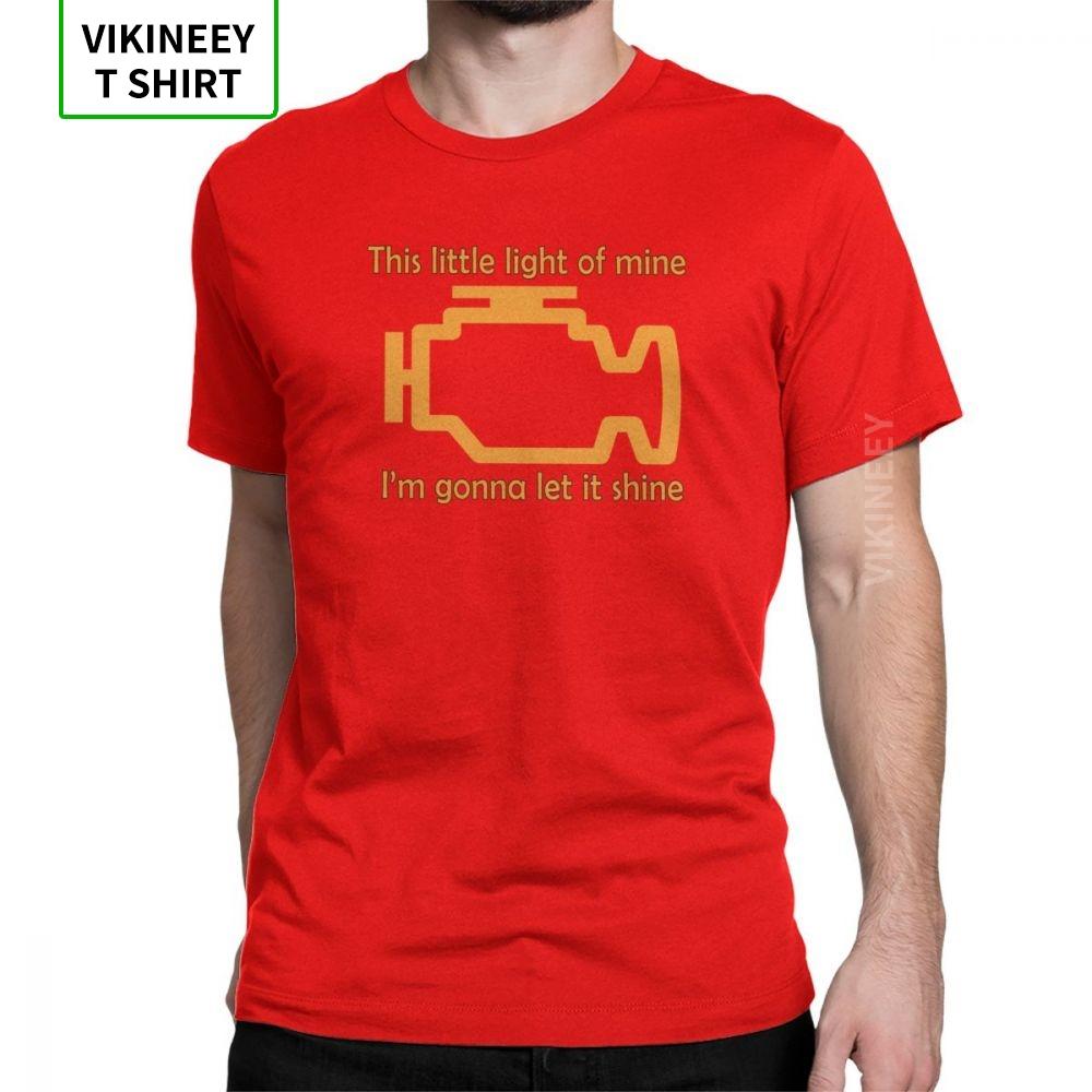 

Check Engine Let It Shine Mechanic Mens T Shirt Car Fix Engineer Vintage Tees Short Sleeve TShirts Cotton Printed Clothes S
